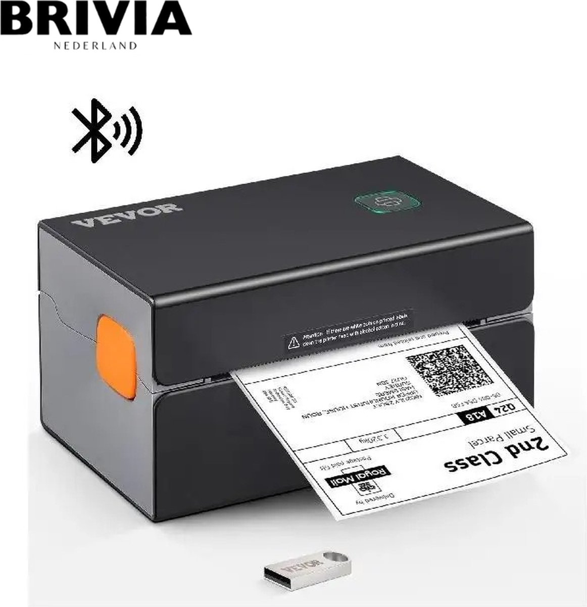 Brivia Draagbare Printer - Thermal Printer - Dymo - Sticker Printer - Draagbaar - Kantoor - School - Label Printer - Incl Power Adapter En USB Kabel - Zwart - Bluetooth
