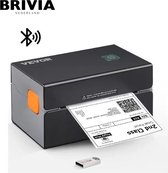 Printer portable Brivia - Printer thermique - Dymo - Printer d'autocollants - Portable - Bureau - École - Printer d'étiquettes - Adaptateur Power et câble USB inclus - Zwart - Bluetooth
