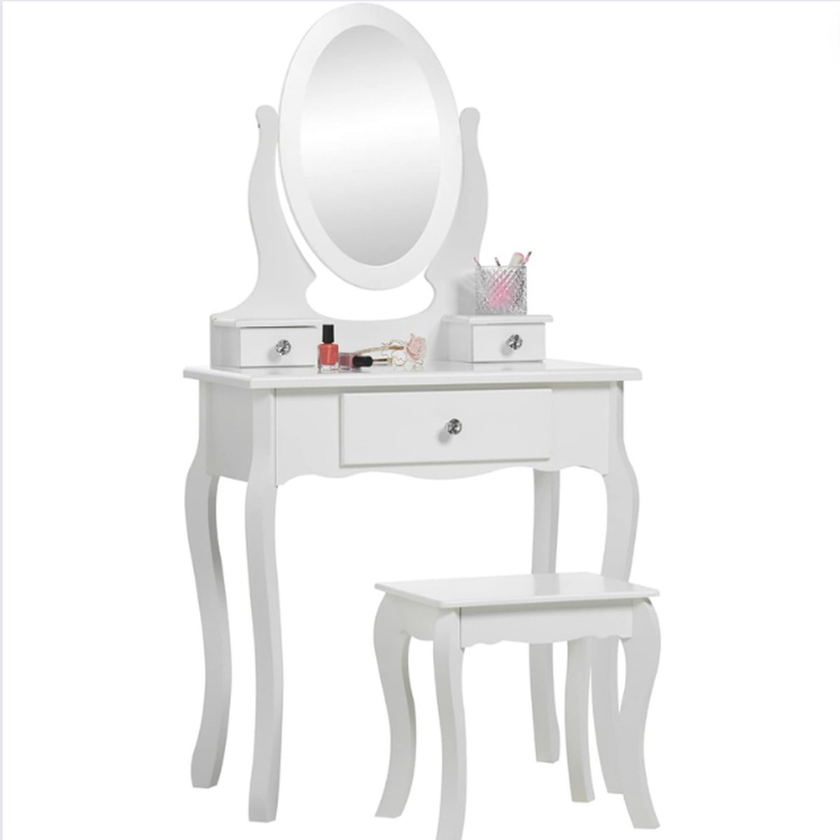 Speelgoedkaptafel XL - Make Up Tafel Kind met Uniek Design - Kinder Kaptafel Schminktafel Meisje met Handgemaakte Kwaliteit - Wit