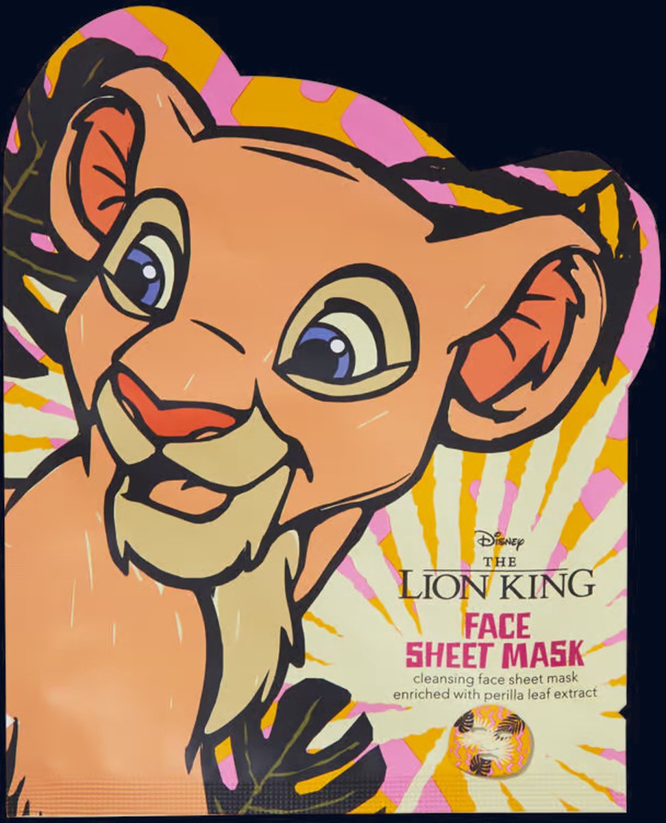 Goedkoopste Disney Lion King sheet mask - tissue gezichtsmasker leeuwenkoning - masker Nala - leeuwen koning - perilla leaf - kids