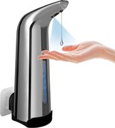 Distributeur de savon automatique sans contact, 400 ml avec détecteur de mouvement infrarouge pour salle de bain, cuisine, hôtel, restaurant - Argent (IPX6)