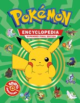 Pokémon Encyclopedia: Expanded Final Edition boek met Pikachu op de voorkant, omringd door andere Pokémon.