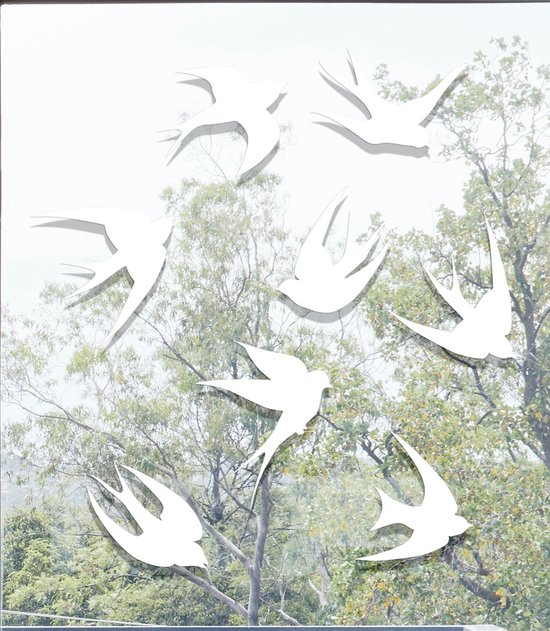 Raamstickers Vogels 8-Delig | Herbruikbaar| Statische raamstickers vogels | Raamdecoratie vogels| Vogel silhouetten | Raamfolie vogels | Vogel stickers | Vogel raamstickers