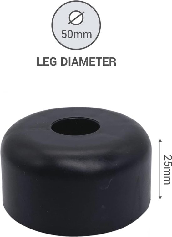 Pack van 20 stuks) Zwarte meubelpoten, hoogte 25 mm, rond