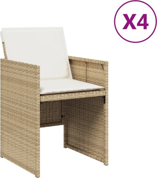 Tuinstoelen 4 st met kussens poly rattan bruin kopen Tuinstoelen 4 st met kussens poly rattan bruin kopen
