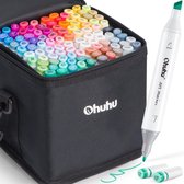 Ohuhu - Alcohol based Art markers Fine & chisel – set van 100 + Blender + etui