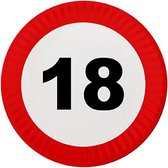 12 MAGNETISCHE ONDERZETTERS 12 CM VERKEERSBORD 18 JAAR, Afwasbaar, Verjaardag.