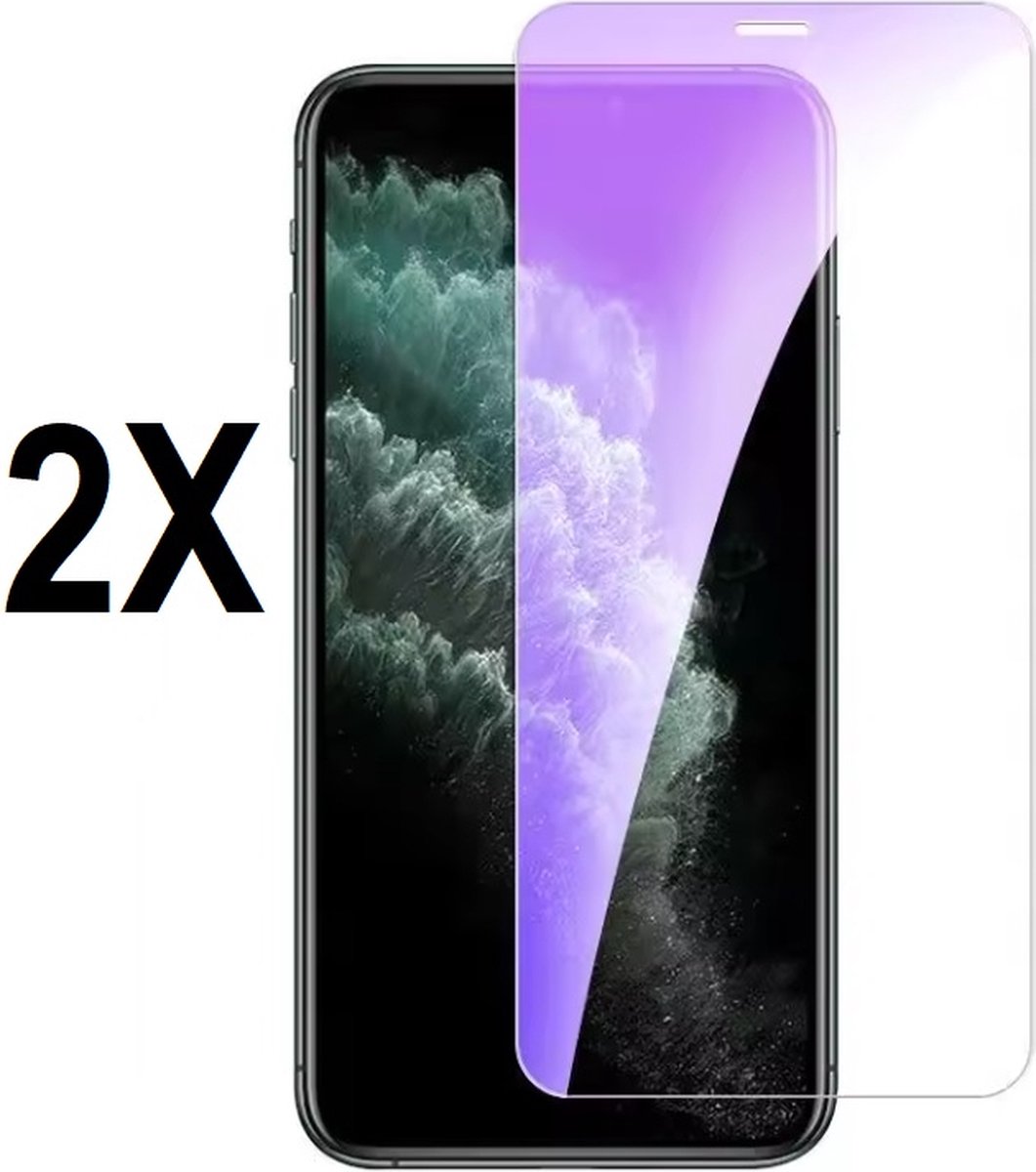 Screenz® -ANTI BLUE LIGHT Screenprotector geschikt voor iPhone XS Max/11 Pro Max - Tempered glass Screen protector geschikt voor iPhone XS Max/11 Pro Max - Beschermglas - Glasplaatje - 2 stuks