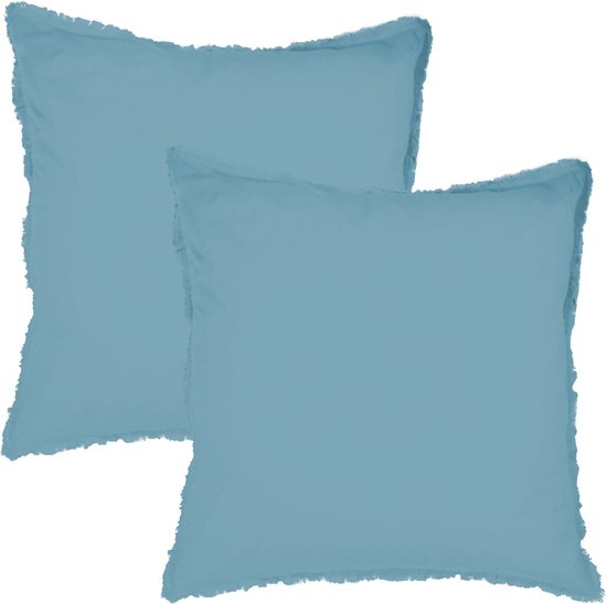 Matt & Rose Set Taies d'oreiller Bleu Glace - 65 x 65 cm - Katoen Lavé