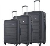 KOSMOS - Reiskoffer set - Koffers - 3 stuks - Reiskoffer met wielen - ABS - Met Slot - Zwart