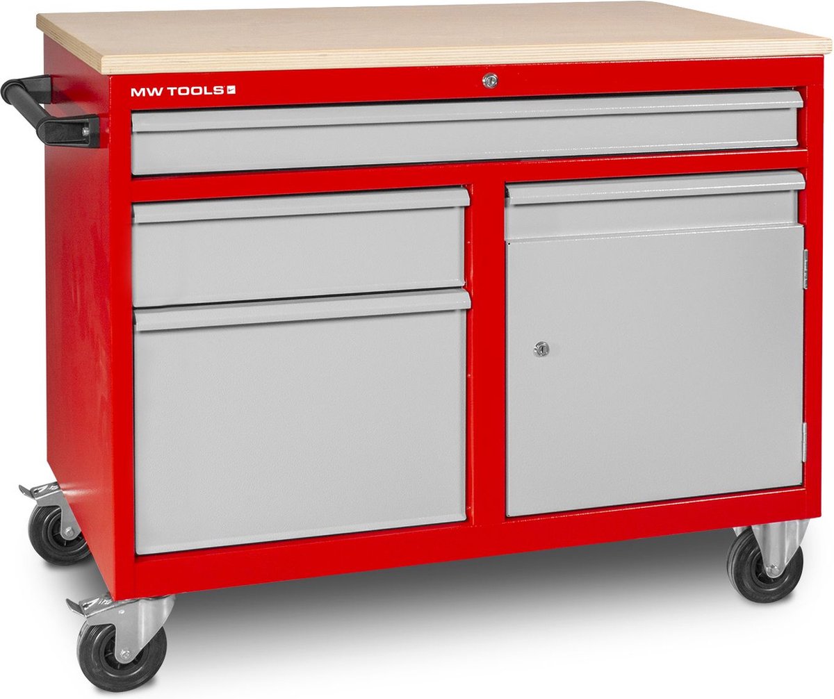 Mobiele werktafel 3 lades 1 kast MW Tools DEW12060L3