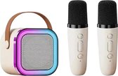 ValueStar - Karaoke Set - Karaoke Set Voor Volwassenen - Karaoke Set Kinderen - Karaoke Set Met Draadloze Microfoon - 2 Microfoons - Draagbaar - Compact - Wit