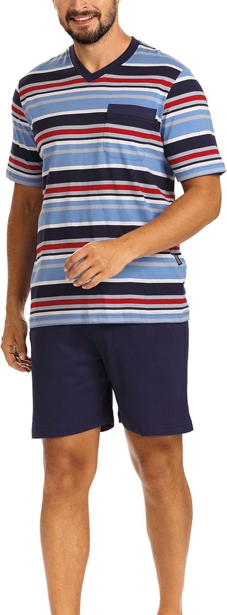 Comte - Heren Shortama - Zomer - Katoen - Blauw - Gestreept - Maat M