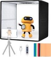 OMBAR Fotostudio 30x30x30 cm Dimbaar - 120 Stuks LED Verlichting Fotobox met 6 Achtergronden voor Professionele Productfotografie