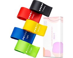 U Fit One Weerstandsbanden Set van 5 stuks - Extra sterk tot 16kg - 5 Kleuren - Resistance band set - Fitness Elastiek - Booty Band Builder