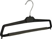 De Kledinghanger Gigant - 20 x Broekhanger / pantalonhanger kunststof zwart met anti-slip broeklat (2 mm schuim), 38 cm