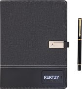 Kurtzy Multi-Function Wireless Charging Notebook - A5 Travel Portfolio with 8000mAh Mobile Power Bank & 16GB USB Flash Drive - Smart Business Folder