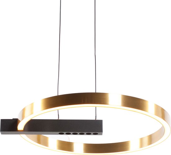 Eettafellamp rond bloomlux | 1 lichts | goud/zwart | kunststof / metaal | in hoogte verstelbaar tot 120 cm | Ø 40 cm | eetkamer / eettafel lamp | modern / sfeervol / chique design