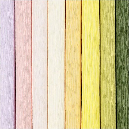 Creativ Company Crepepapier 8 Pastelkleuren Crêpe-verhouding: 180-200%, 25x60 cm - Creativ company