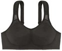 Zwarte Dorina sport-bh met racerback, verstelbare bandjes en meshdetails op de schouders.