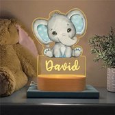 Naamlamp olifant nachtlampje - Kraam cadeau - Gepersonaliseerd cadeau - Lamp