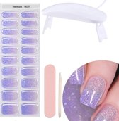 Gel Nagel Stickers - UV Stickers - Gel Nagels - Zelfklevende Nagels - Paars - Met Glitters