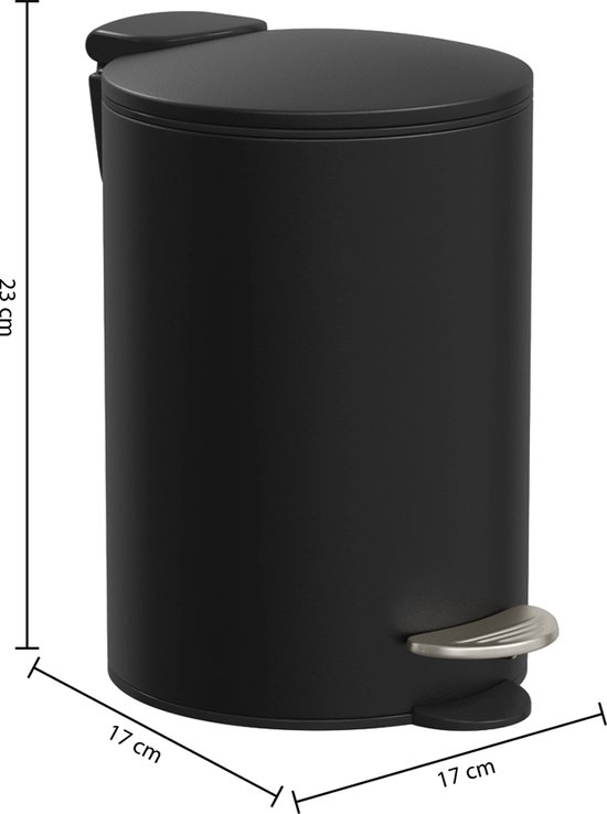Poubelle métal soft close 3L "Colorama" noir