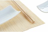 Sushi-set DKD Home Decor Bamboe Keramiek Wit Natuurlijk Orientaals 28,5 x 19,5 x 3,3 cm (9 Onderdelen) (28,5 x 19,5 x 3,3 cm)