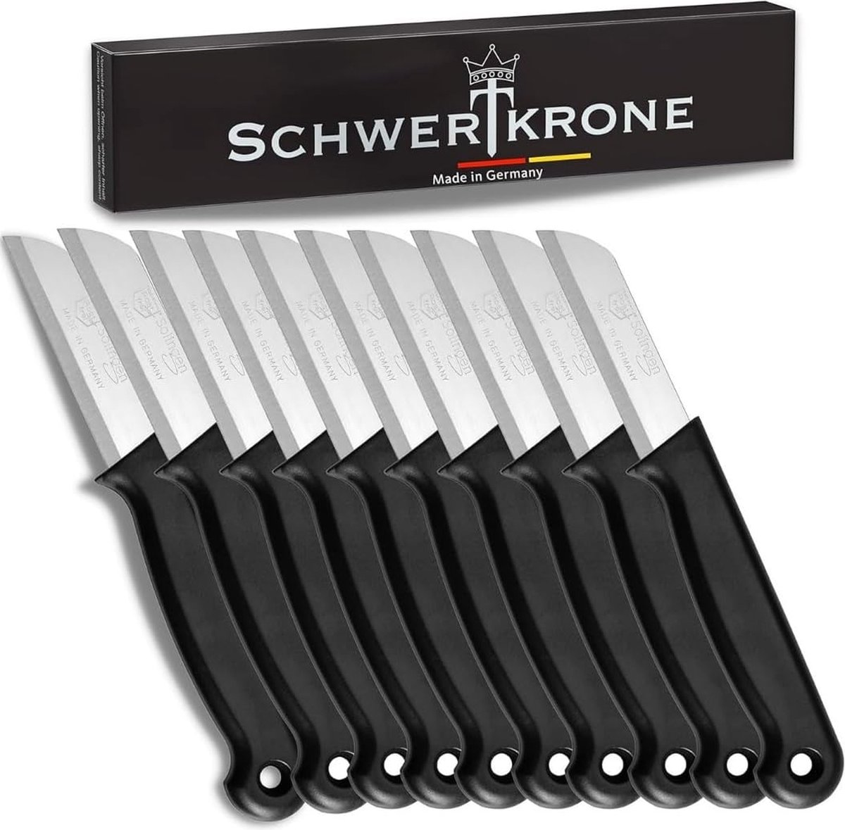 Fruitmes- en schilmesjesset (10 stuks) Made in Solingen Germany Professioneel en scherp roestvrij staal Groentemessen Schilmessen