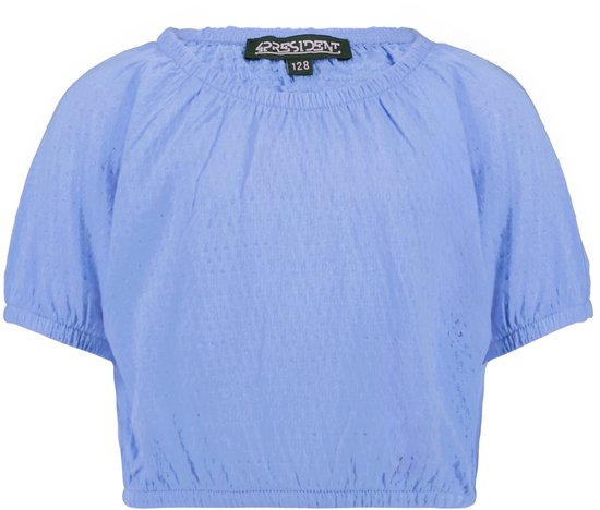 4PRESIDENT T-shirt meisjes - Mid Blue - Maat 128 - Meiden shirt