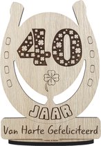 40 jaar - houten verjaardagskaart - wenskaart om iemand te feliciteren - kaart verjaardag 40 - 17.5 x 25 cm
