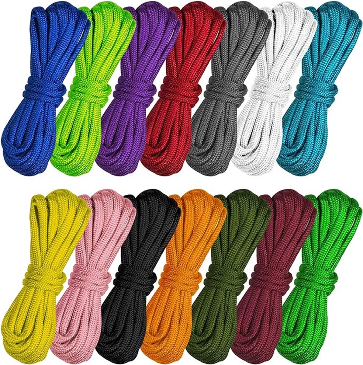 CLORD 14 stuks paracord-koorden set van 3 meter multifunctioneel paracord touw voor knutselen DIY armbanden sleutelhangers hondenhalsbanden en klimtenten