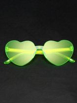 T.O.M.- Bril Hart -Groen- Hartjes bril- Carnaval bril- Festival bril- Zonnebril- Foute bril- Grappige bril met hartjes