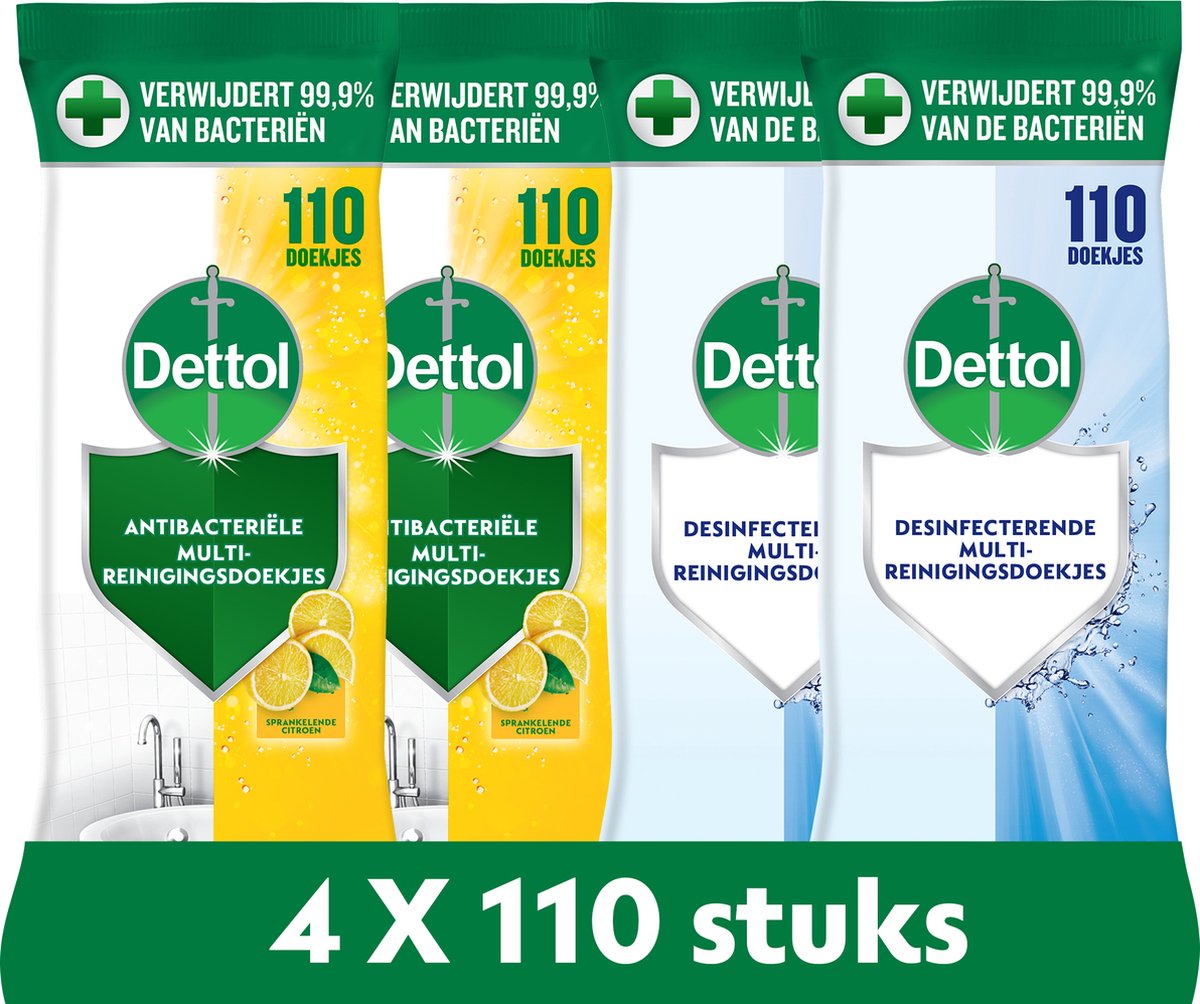 Goedkoopste Dettol Doekjes Citrus Hygienisch 110st - 4 Stuks - Voordeelverpakking