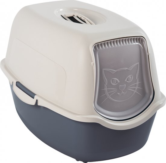ROTHO BAILEY - Kattenbak - kattentoilet - Praktisch en esthetisch- 55,5 x 40 x 38,7 cm - Wit en Antraciet
