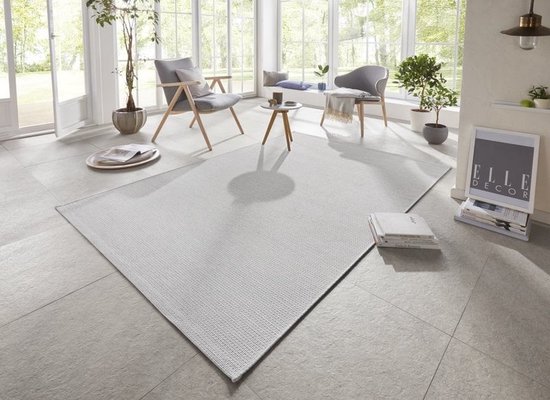 Flycarpets Elle Decoration - Binnen & Buitenkleed - Secret - Laagpolig - Lichtgrijs / Zilver - 200x290 cm