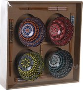 Sushi-set DKD Home Decor 34 x 34 x 6,5 cm Multicolour Mandala Keramiek Orientaals (12 Stuks)