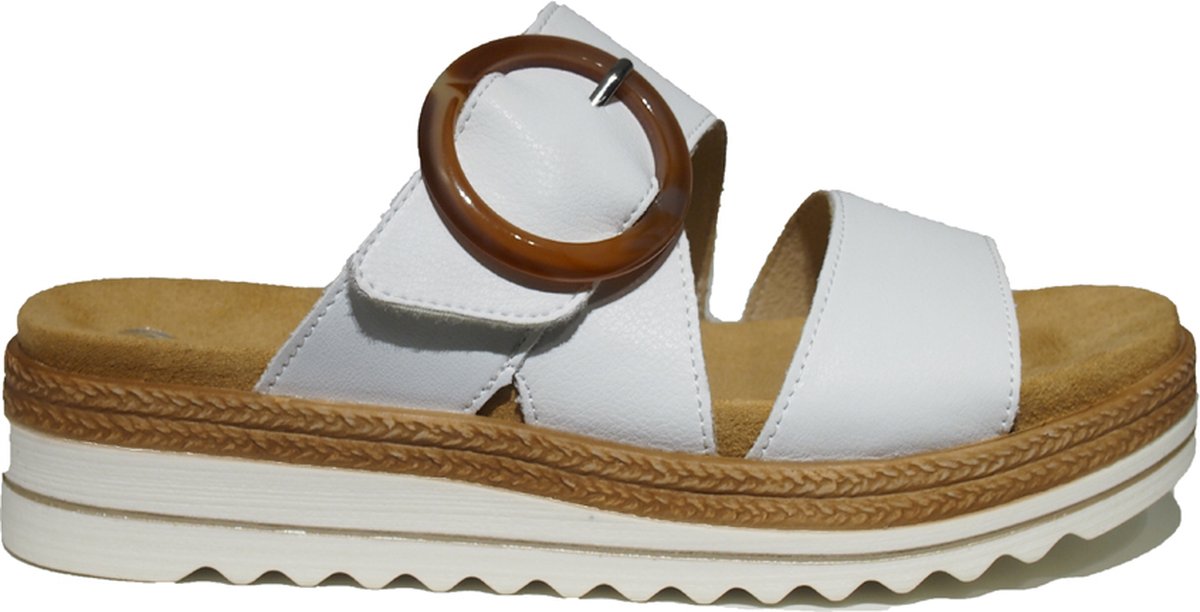 Remonte Leren Witte Dames Slippers - Wit - 40