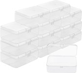 Opslagdozen voor kleine spullen - Plastic - Set van 12 - Transparant - Scharnierend deksel - Organizer - Geschikt voor thuisgebruik - Duidelijk - Opbergdozen - Doe-het-zelf - Transparant model - Kleine afmetingen - Plastic materialen