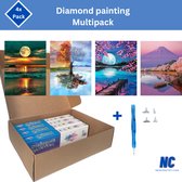 Newcraftify.com Multipack 6x Diamond Painting Pakket | Formaat 30 x 40 cm | ronde steentjes