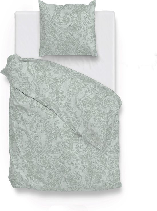 Luxe katoen dekbedovertrek Florine Mint groen - eenpersoons (140x200/220) - modern uitstraling - zacht en ademend - fijn geweven - hoogwaardig kwaliteit