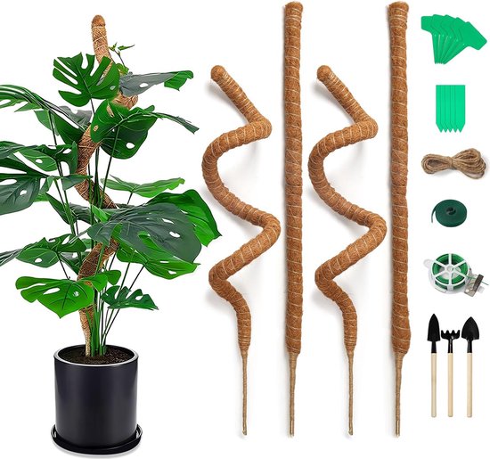 Foto: Monstera klimhulp 70 cm plantenstaaf kokos buigzame mosstaaf monstera rankstok met accessoires natuurlijke kokosstaaf voor planten buigbare plantensteun voor klimplantengroei 