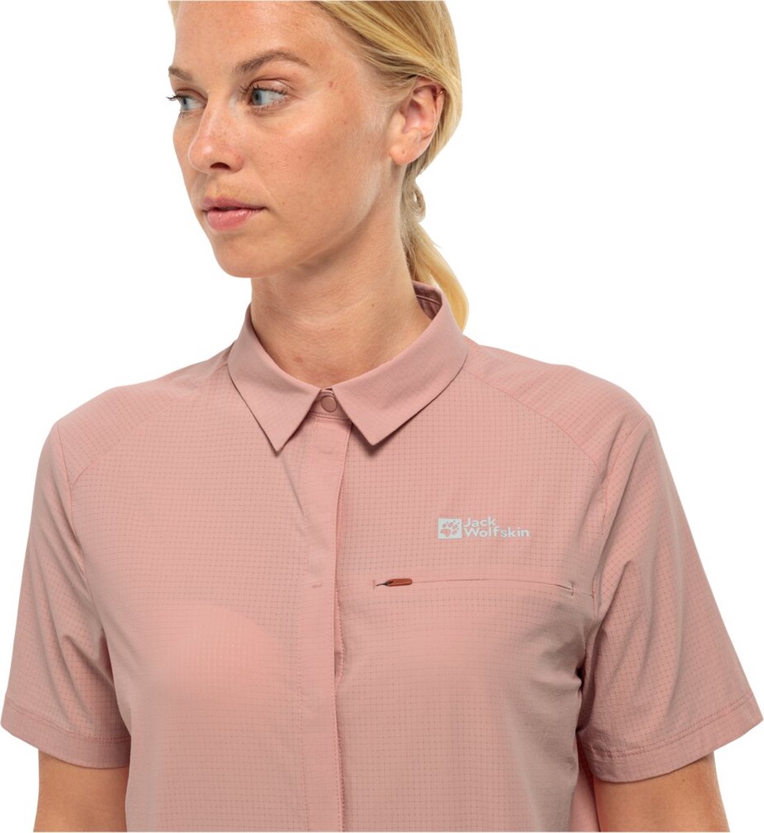 Jack Wolfskin Vandra S/S Shirt Women Outdoorblouse Dames Korte mouwen Rose Dawn