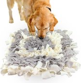 Snuffeltapijt voor huisdieren - Trainingsmat voor honden en katten - Wasbare snuffelmat - Intelligent speelgoed - 45 x 45 cm - Wit Grijs Dog Snuffle Mat