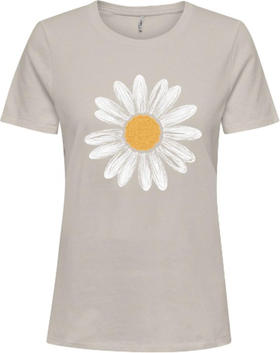 Only T-shirt Onlcecilia Life O Neck Tee Cs Jrs 15334682 Pumice Stone/daisy Dames Maat - M