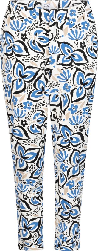 Zoso Broek Helma Print Travel Pant 242 1010 0000 Strong Blue Black Dames Maat - XXL