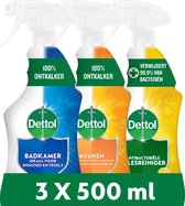 Dettol - 1,5L Allesreiniger Spray Power & Fresh - Badkamer 1x500 ml Keuken 1x500ml Citrus 1x500ml - Voordeelverpakking