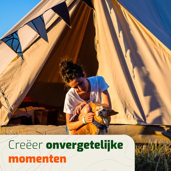 CanvasCamp Sibley 300 Traveller Poly - Katoen Bell Tent - Tipitenten - Tent voor 1 tot 3 personen - 300x300x190 (LxBxH) - Glamping Tent, Festival Tent - Waterdicht, muggengaas bij de ramen en deuren van CanvasCamp — afbeelding 3