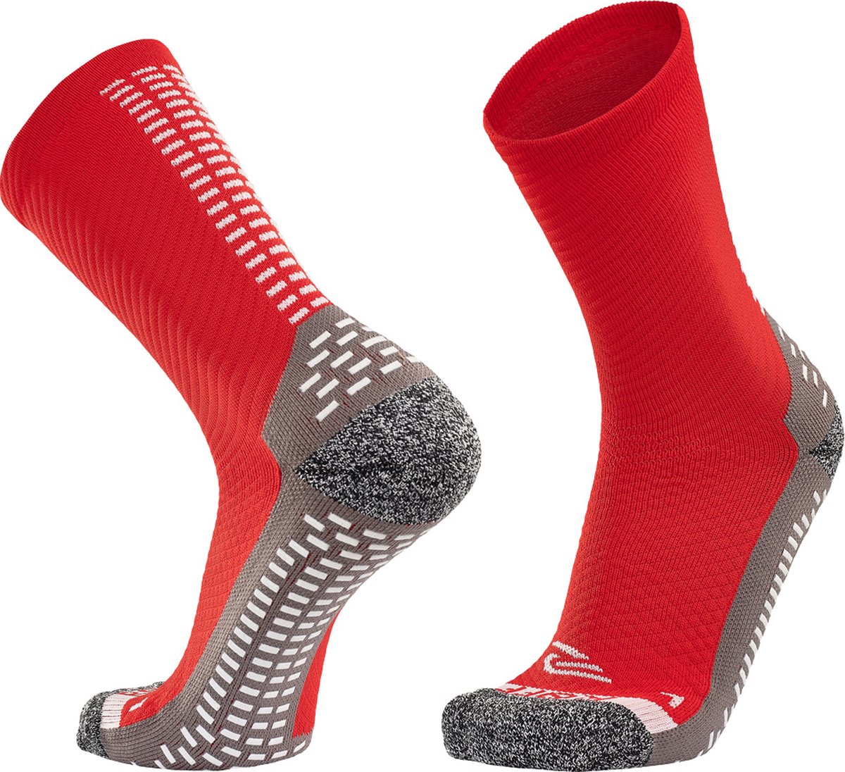 RØFF SOCKS® Gripsokken Voetbal - Sportsokken - Hardloopsokken - Naadloos - Compressie - Ergonomisch - Rood - Maat 47-50