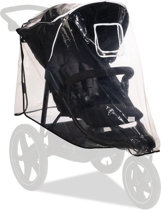 Bastix - Universele regenbescherming, buggy met 3 wielen, reflecterende omranding, contactvenster, goede luchtcirculatie, eenvoudige bevestiging, compatibel met hauck Runner serie, transparant